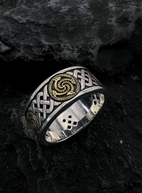 护身符龙图腾银指环男925戒指