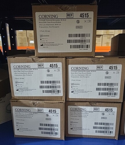 康宁Corning4515 96孔板黑底透ULA表面圆底灭菌现货28年12月效期