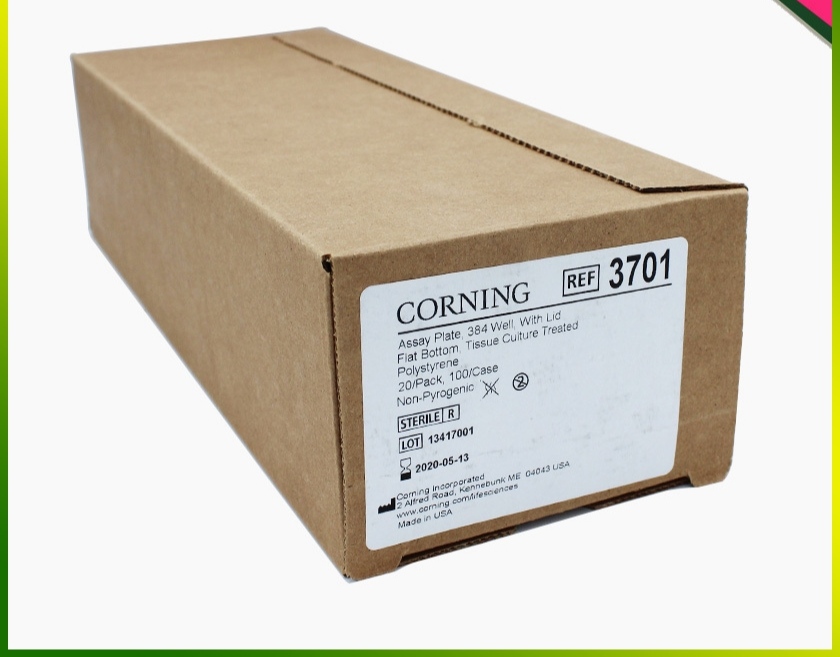 Corning/康宁 3701 384孔板透明平底TC表面PS材质带盖灭菌