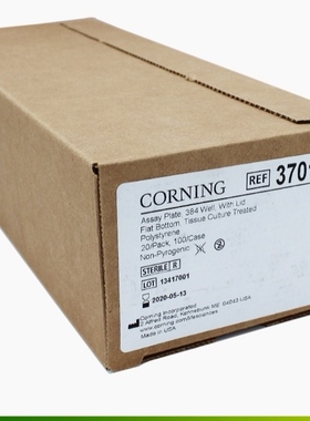 Corning/康宁 3701 384孔板透明平底TC表面PS材质带盖灭菌