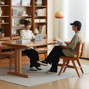 管木匠【几何工作台】客厅实木书桌书法家用简约大板桌长条学习桌