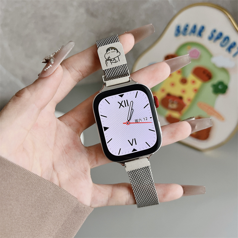 卡通蜡笔小新米兰磁吸适用小米9PRO手环8NFC表带红米watch5腕带潮