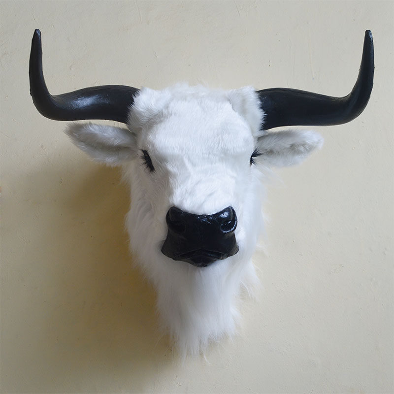 一比一仿真牦牛头黄牛头动物头模型墙面壁式挂件玄关摆件门店装饰