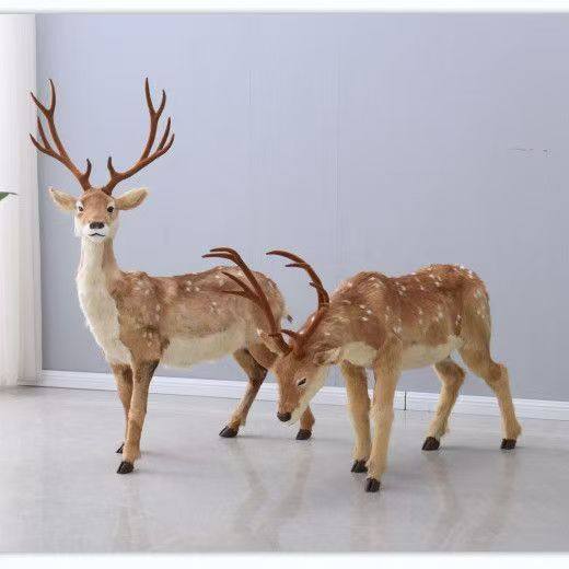 一比一仿真鹿摆件梅花鹿动物模型展厅橱窗装饰品标本影视教学道具