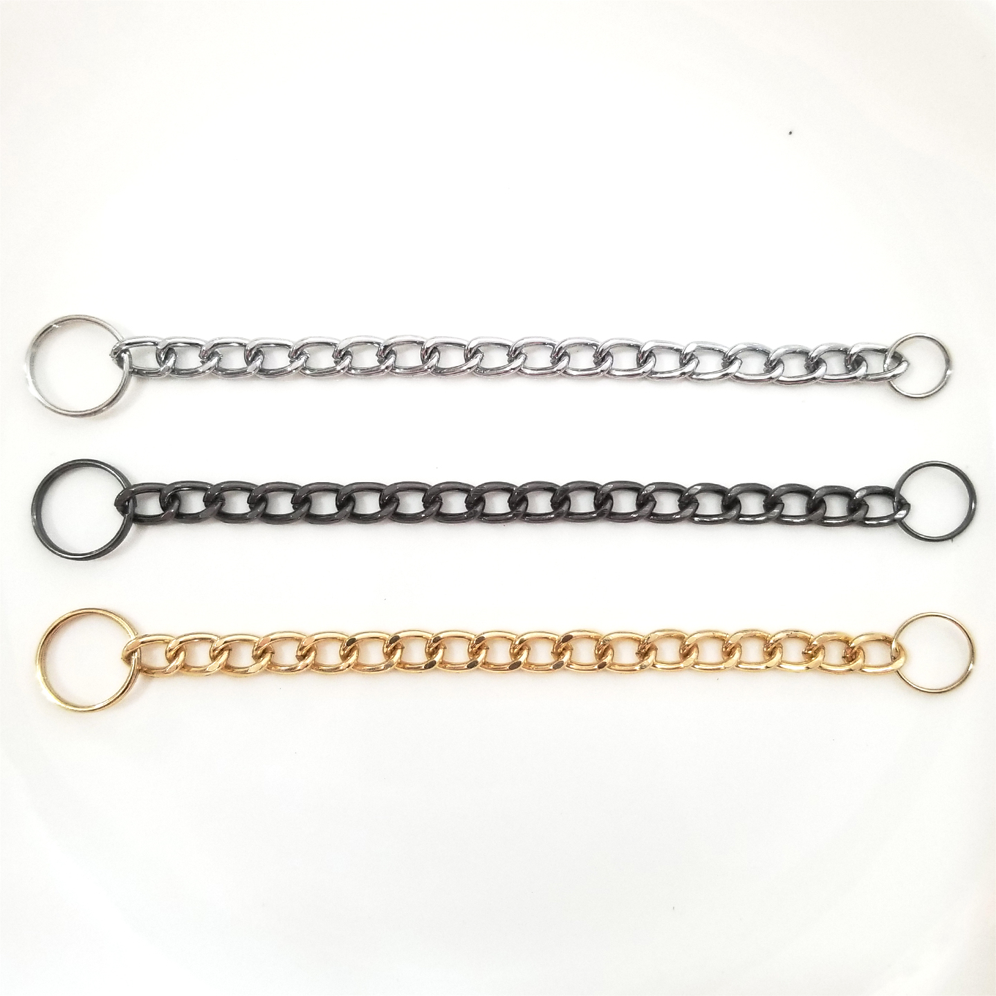 O黑色18节细铁磨链特长短钥匙绳链金属小众短挂玩具熊多功能百搭