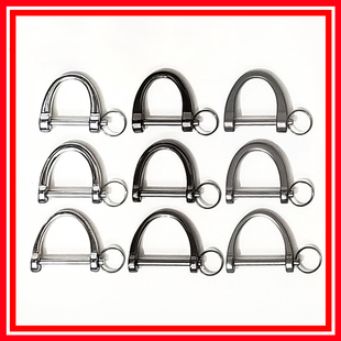 旋转防丢环汽车钥匙马蹄扣小中大手带包套壳链绳牛真皮圈非不锈钢