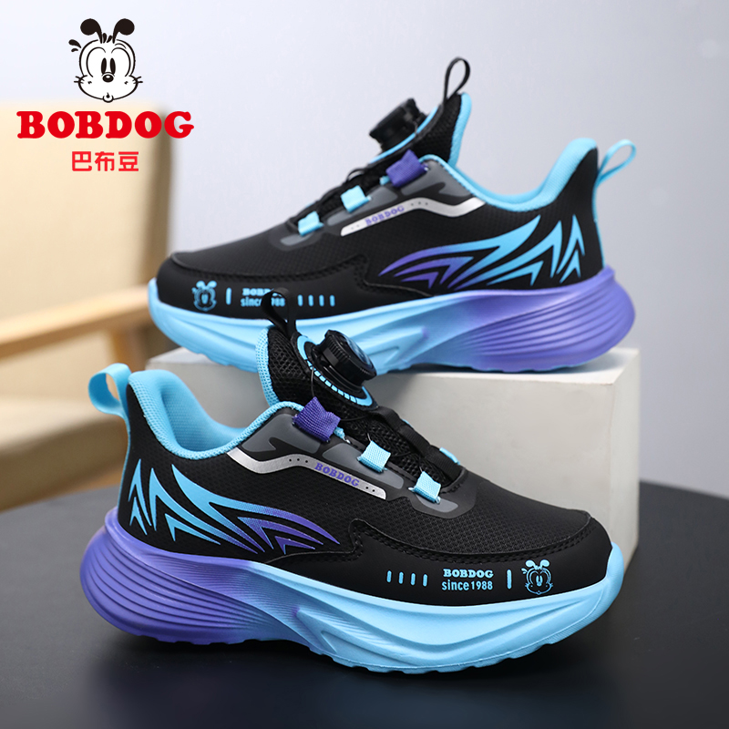 巴布豆男童运动鞋2025新款秋冬季皮面防水儿童小学生中大童跑步鞋