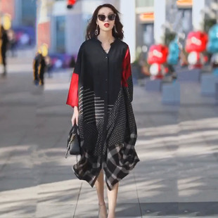 复古民族风棉麻气质长款 2024春季 宽松洋气女装 大码 外套风衣女 新款