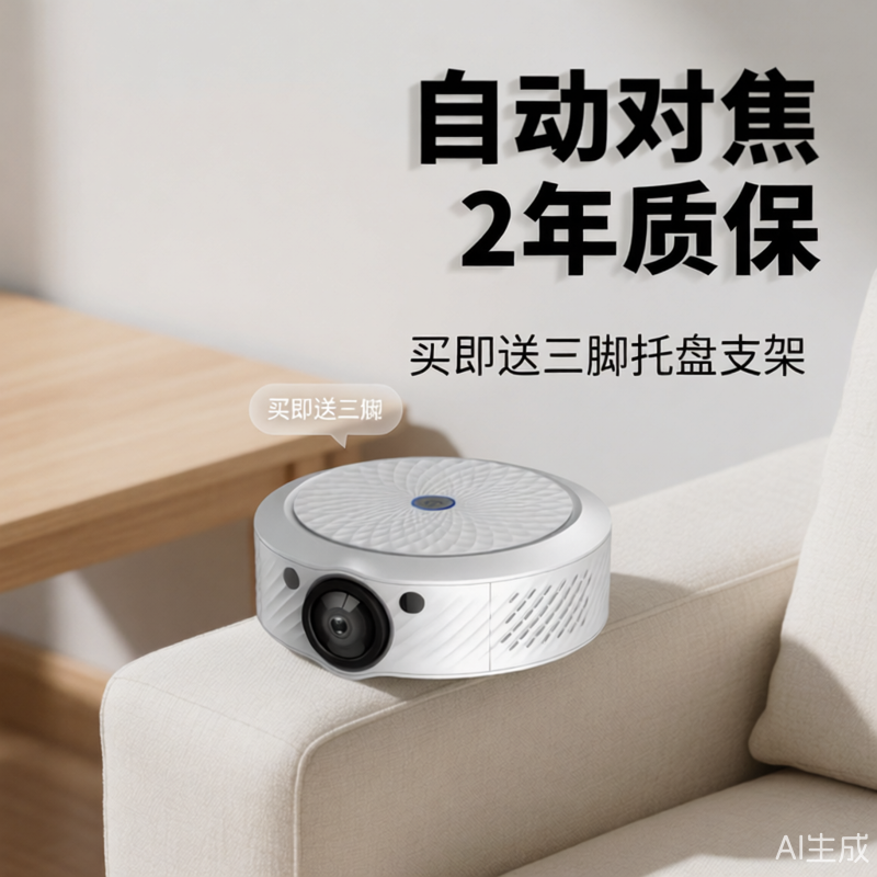 家用投影仪可连手机投墙白天超高清卧室投屏放映机大屏幕HDMI输入小型迷你超薄随身便携自动对焦海外版投影机