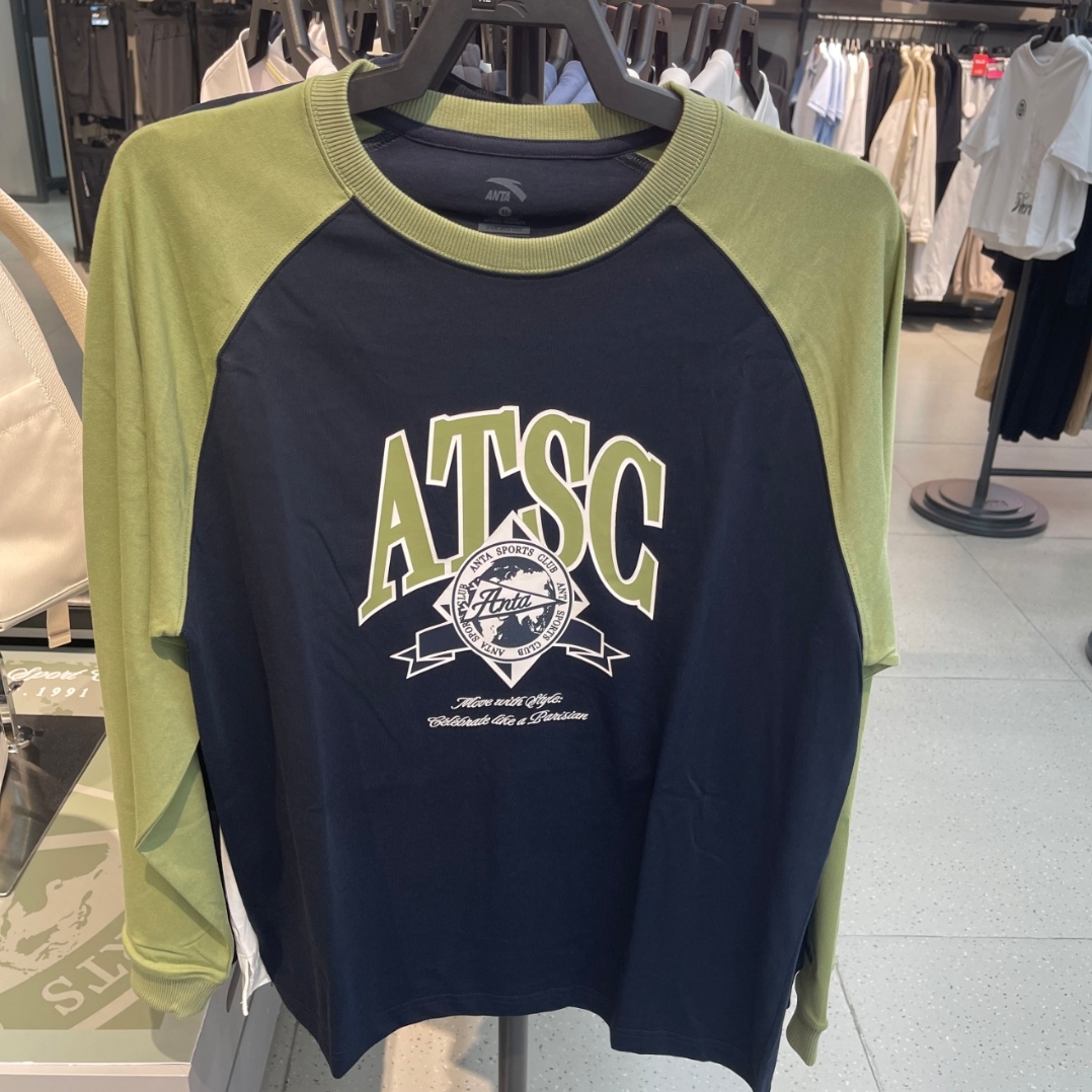 安踏情侣复古美式长袖t恤潮