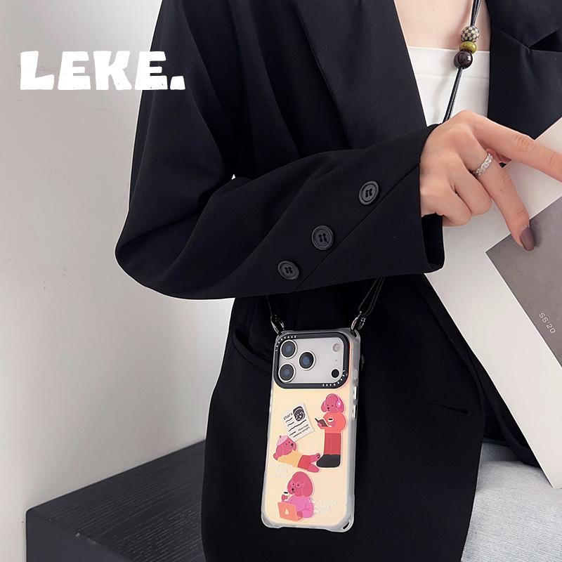 狗狗手机壳带挂绳斜挎链条手提