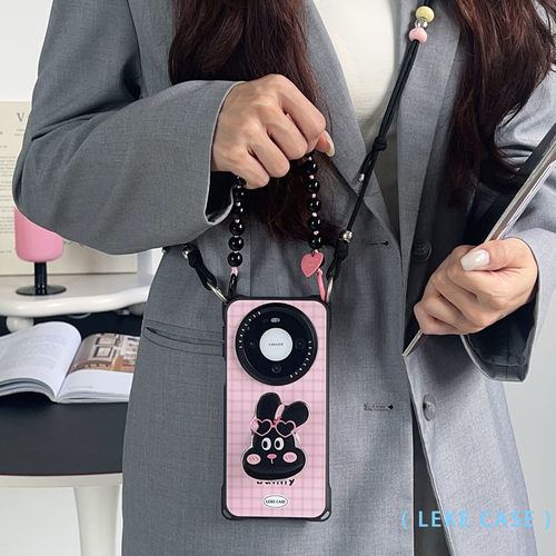 甜心黑小兔~mate80手机壳带挂绳