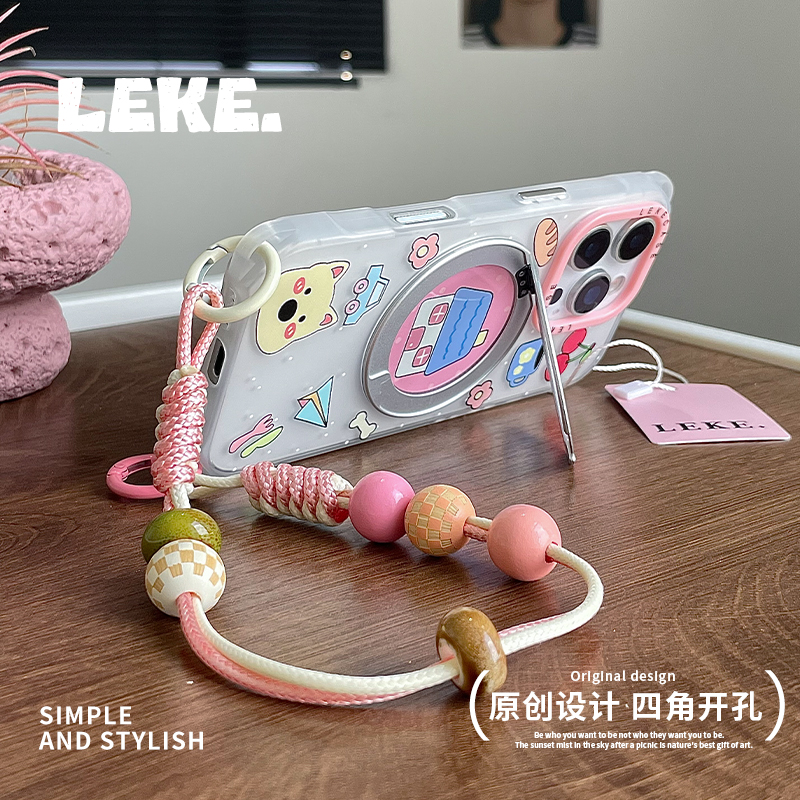 支点壳狗狗涂鸦适用苹果12手机壳带挂绳15斜挎可背iphone16promax四角开孔13支架14斜跨11链条手提16挂链华为
