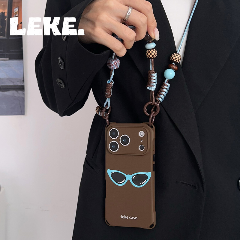 潮酷墨镜手机壳带挂绳斜挎手提