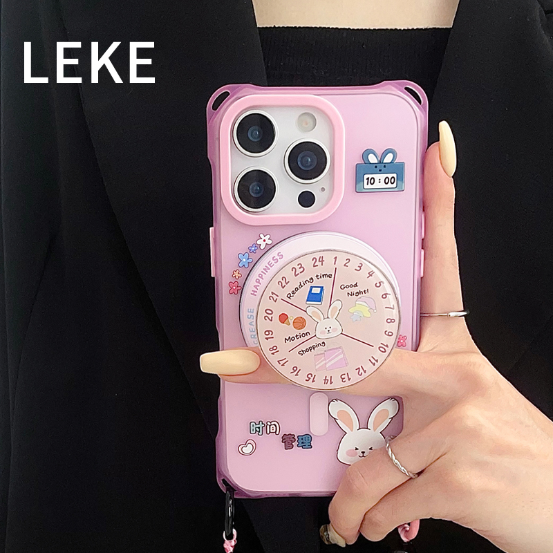 磁吸兔子手机壳挂绳斜挎链条支架