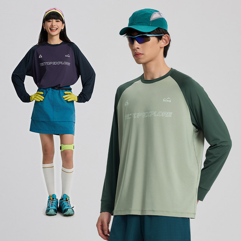 tectop/探拓运动速干衣男女春夏宽松圆领拼色T恤透气吸湿排汗徒步