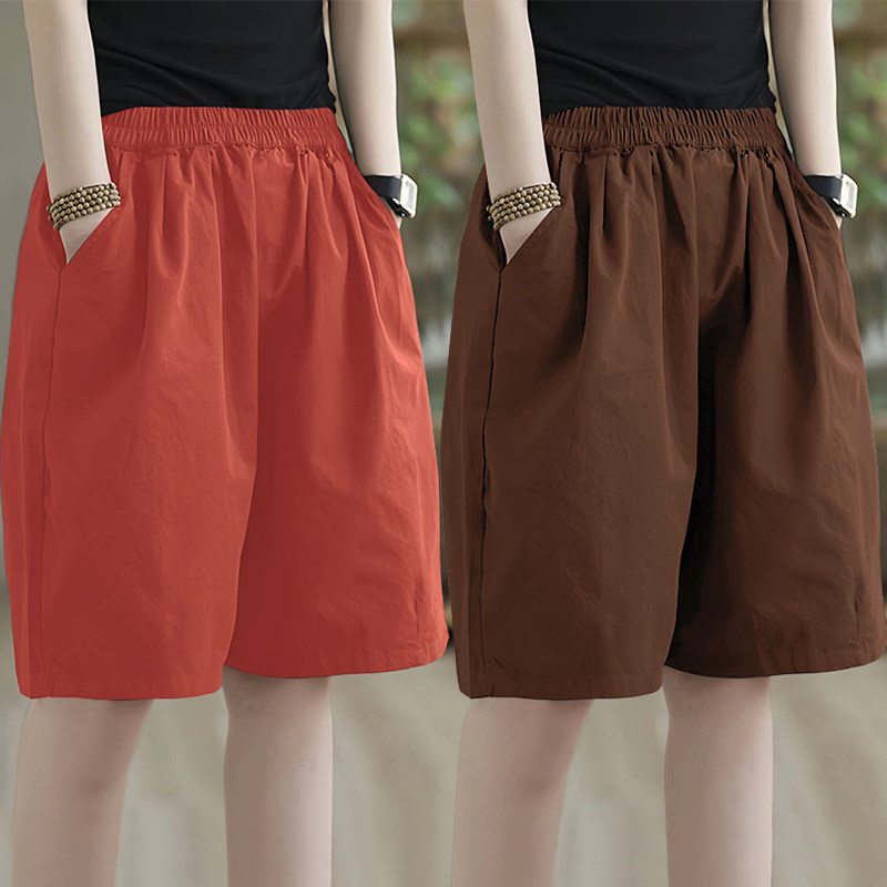 简约百搭高腰通勤学生五分休闲裤女夏季薄款高腰显瘦阔腿直筒短裤,女装/女士精品,休闲裤,淘宝优惠券,粉丝福利购,淘宝优惠卷