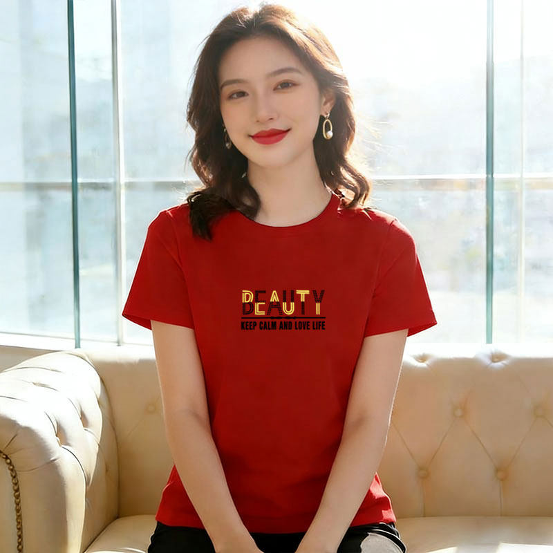 夏季纯棉正肩短袖t恤女装薄款通勤风百搭大码显瘦半袖上衣打底衫,女装/女士精品,T恤,淘宝优惠券,粉丝福利购,淘宝优惠卷