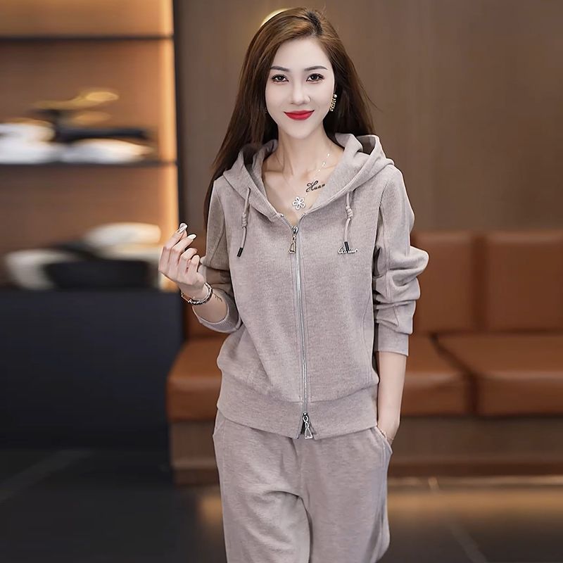高端品质运动套装女春秋季连帽卫衣两件套2026新款显瘦休闲跑步服