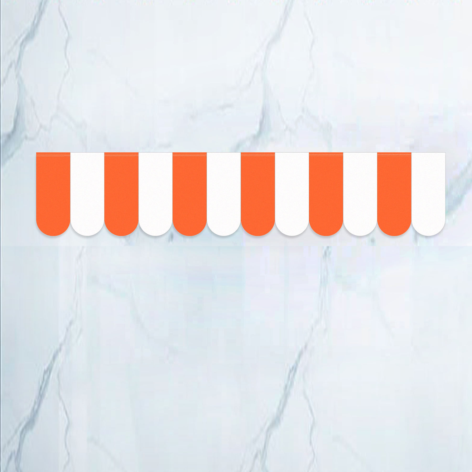 橘白相间彩旗正邦苏咔酸奶店门头装饰屋檐橱柜遮挡美化桔色橙白色