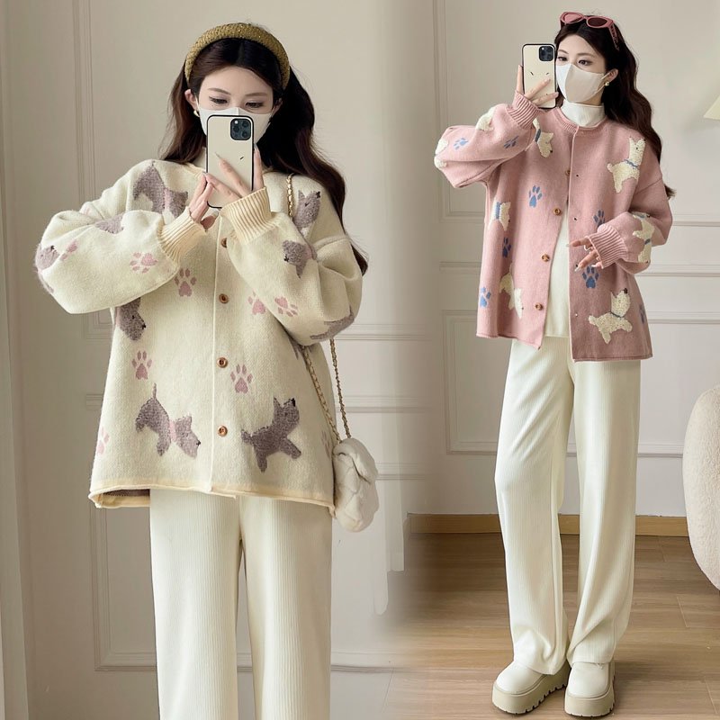 孕妇装毛衣秋冬2025新款提花上衣