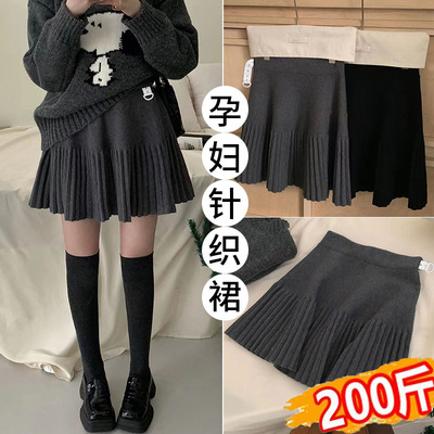 孕妇半身裙秋冬季高腰针织短裙