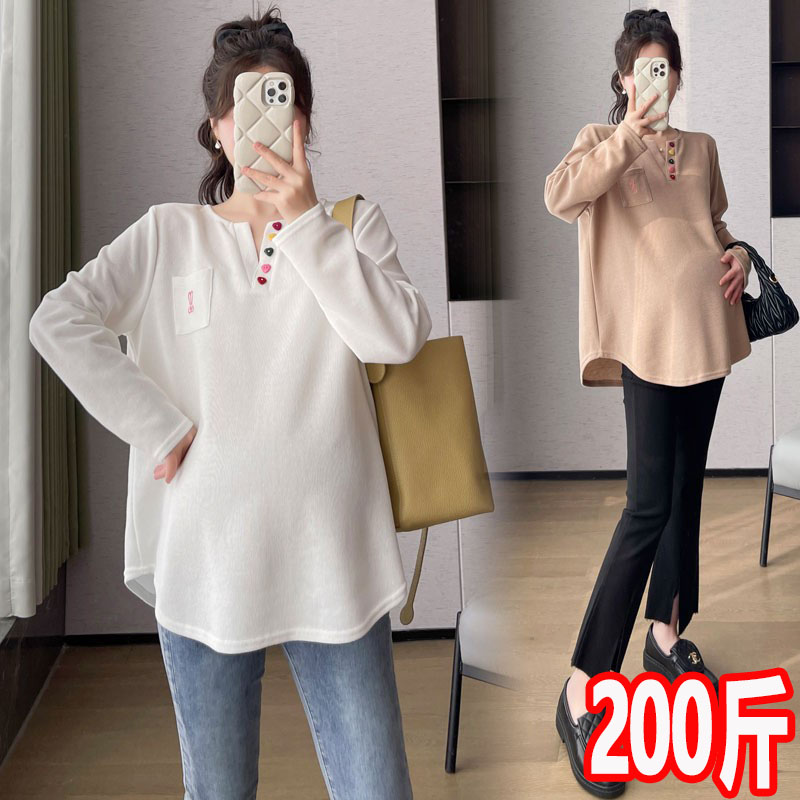 孕妇卫衣秋季新款休闲V领时尚