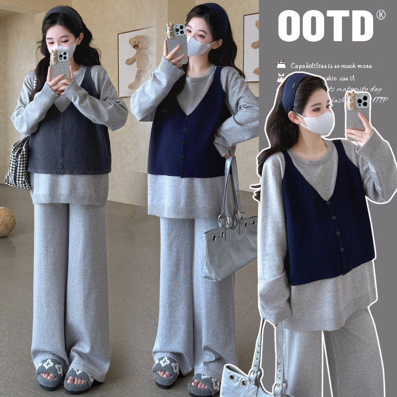 大码孕妇套装2026春季新款假两件拼接马甲针织阔腿裤两件套200斤,孕妇装/孕产妇用品/营养,套装,淘宝优惠券,粉丝福利购,淘宝优惠卷