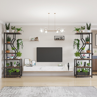 花架子客厅落地式2025新款铁艺隔断植物架简约家用花盆置物架定制