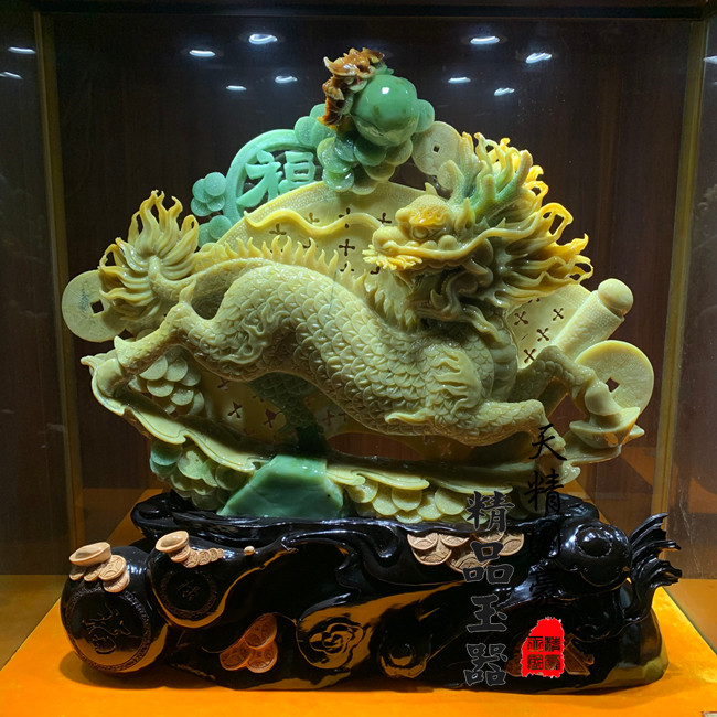 天然岫玉麒麟摆件原石玉雕摆件