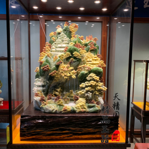 天然岫玉山水玉雕摆件乔迁开业礼