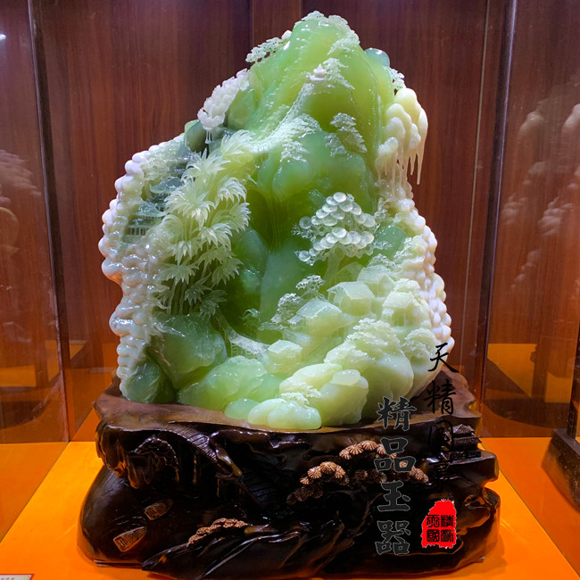 天然岫玉玉石摆件客厅玄关山水