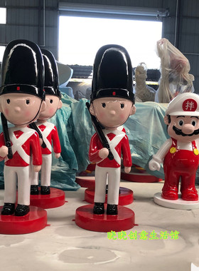 卡通迎宾士兵泰迪熊玻璃钢摆件