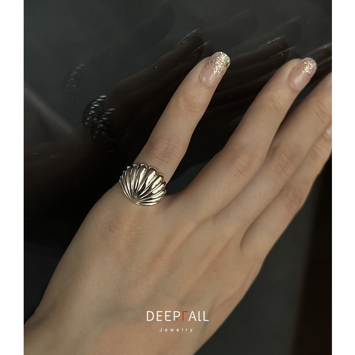 DEEPFALL‘海的女儿’轻奢小众设计简约贝壳尾戒s925纯银小指戒指