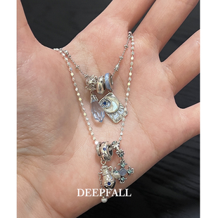 DEEPFALL s925纯银雪花冰晶星座阁珠塔罗牌女祭司项链
