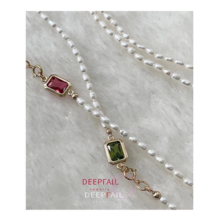 DEEPFALL原创设计复古宝石珍珠项链简约choker美国14K包金颈链女