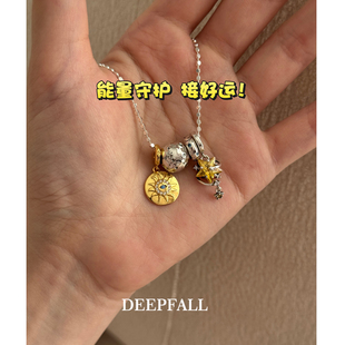 DEEPFALL 恶魔之眼能量盾牌星星月球可定制星座隔珠S925纯银项链