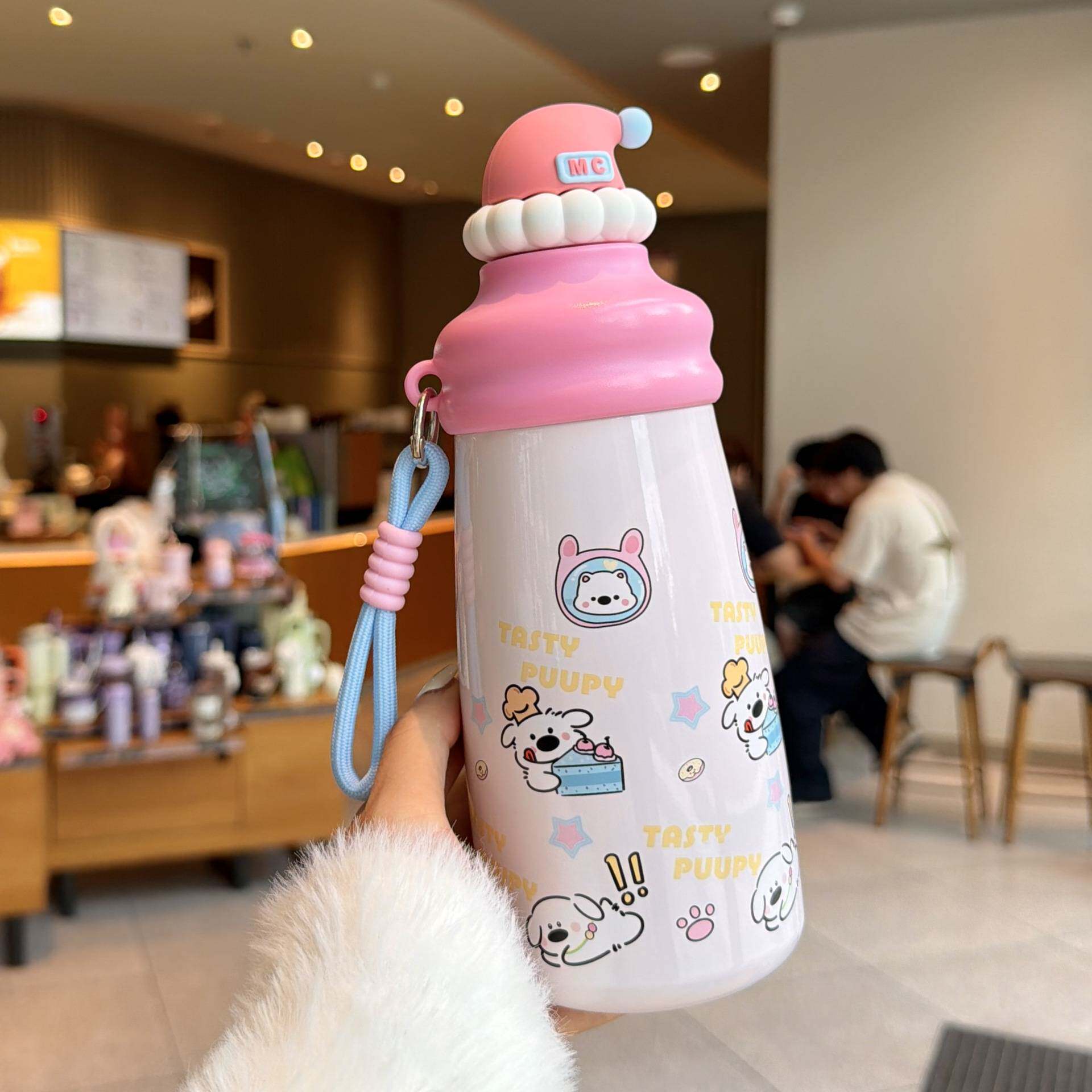 不锈钢保温杯女生儿童吸管水杯2025新款高颜值大容量杯子上学专用