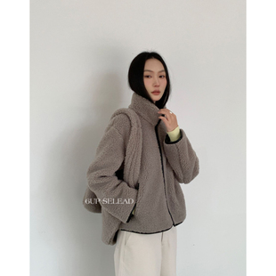 配包包韩系极简皮毛一体立领外套13行新款 慵懒穿搭高级感