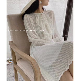 2025初秋新款 名媛风优雅气质中长a字连衣裙收腰显瘦小个子裙子