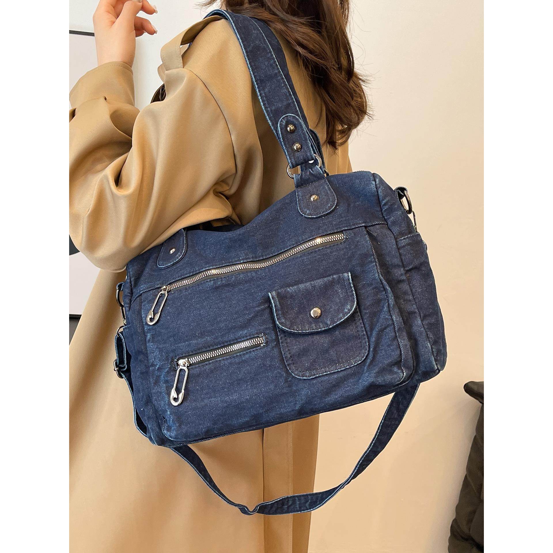 牛仔布包女大容量2025新款秋冬百搭休闲斜挎包单肩腋下通勤托特包,箱包皮具/热销女包/男包,通用款女包,淘宝优惠券,粉丝福利购,淘宝优惠卷