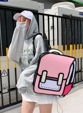 林妙妙同款书包二次元韩版小学生初中生高中生大学女生2d3d双肩包