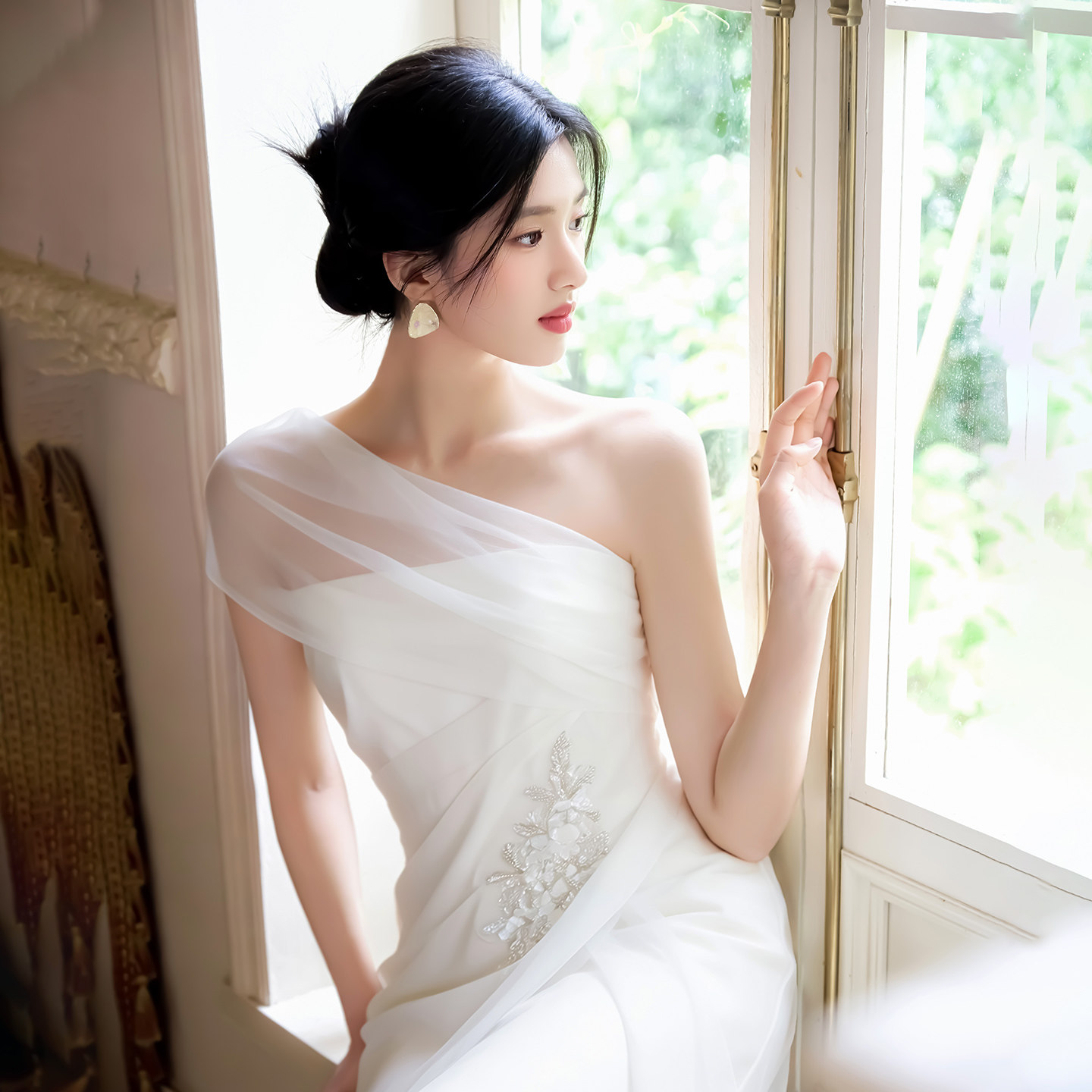 Vero Studio |清欢斜肩轻纱敬酒服成人礼宴会订婚礼服仙女连衣裙