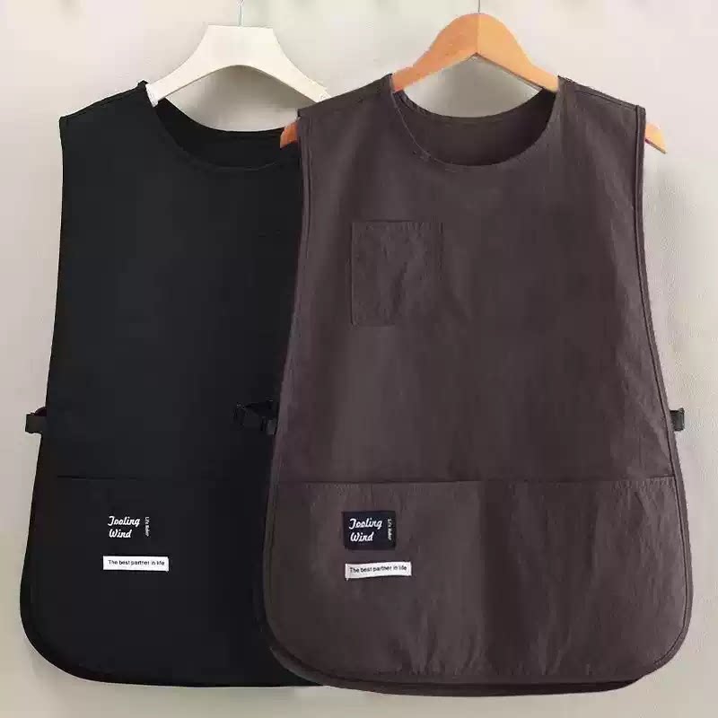 新款外搭背心围裙防泼水防油咖啡师家用厨房餐饮制服时尚男女款坎