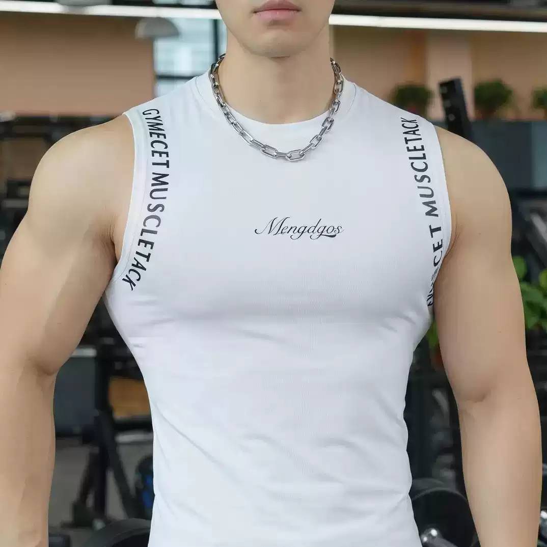 美式潮牌运动背心男户外跑步训练健身坎肩速干透气撸铁狗无袖T恤