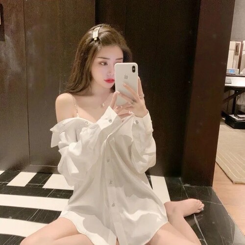 吊带衬衫中长款上衣性感