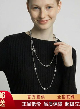 FataViamS925银色满天星珍珠长款毛衣链项链多层小众高级感配饰女