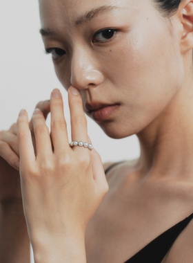 FataViam原创松弛感循环天然珍珠镶嵌银饰开口可调节戒指