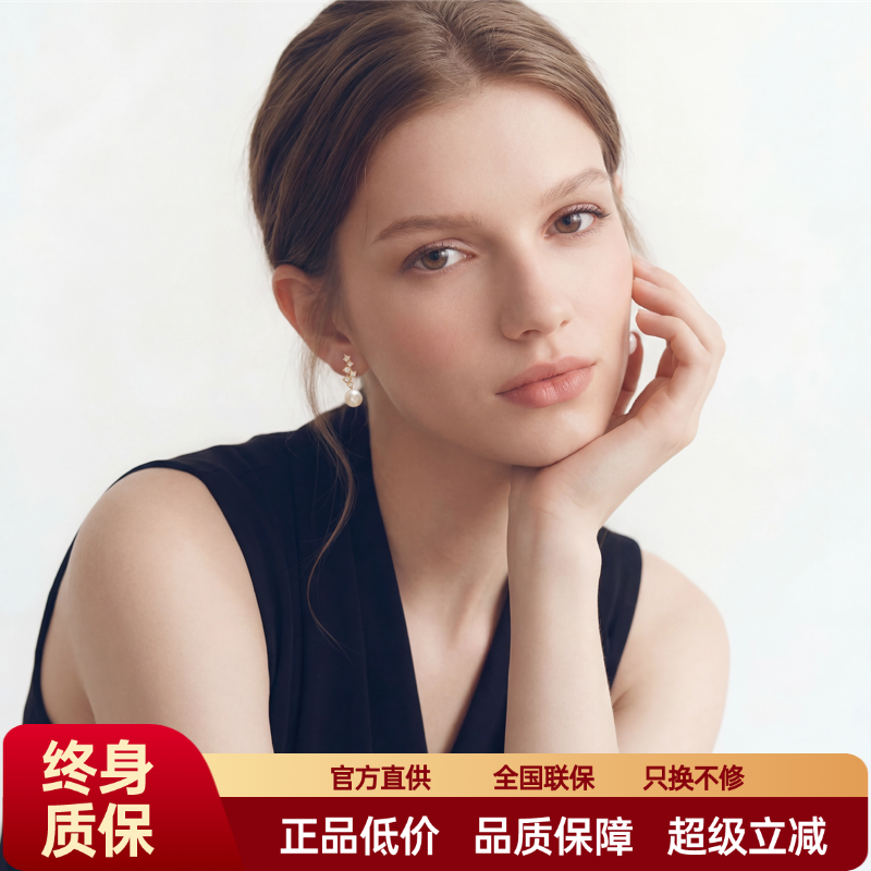 FataViam925银5A锆石天然珍珠水滴耳环耳钉耳饰女轻奢气质高级感