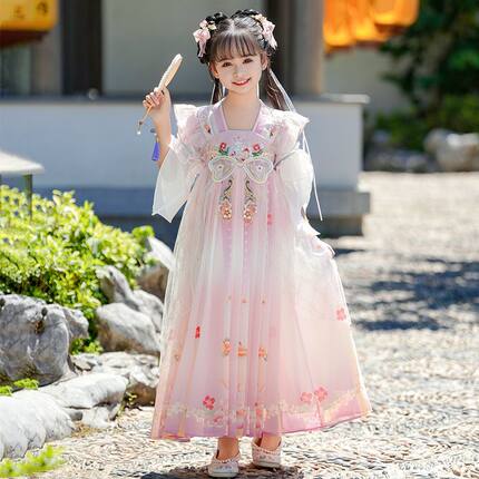 汉服女童夏装古风公主裙2025新款女孩夏季国风古装儿童唐装连衣裙